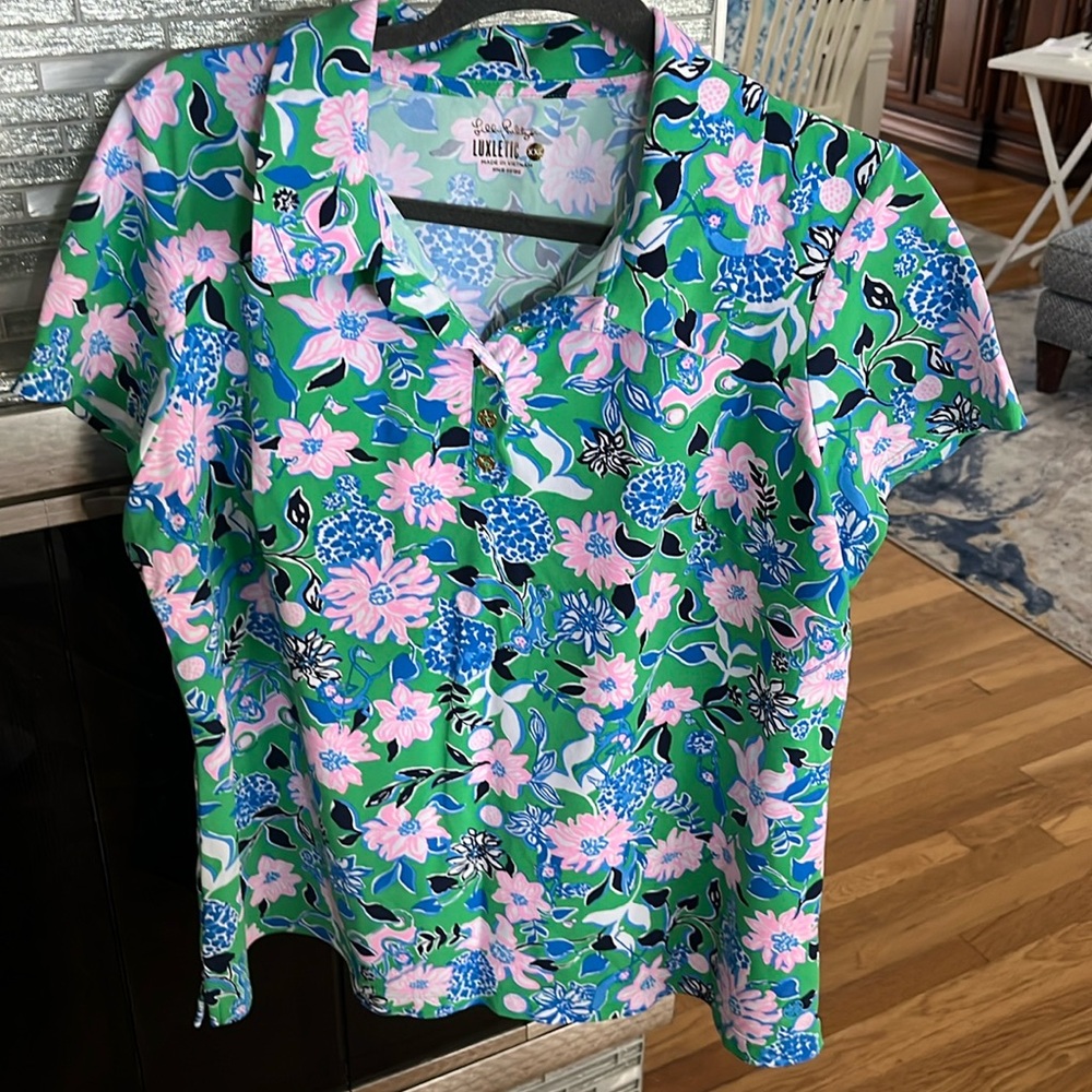 EUC Lilly Pulitzer Frida Scallop Polo Sz XXL